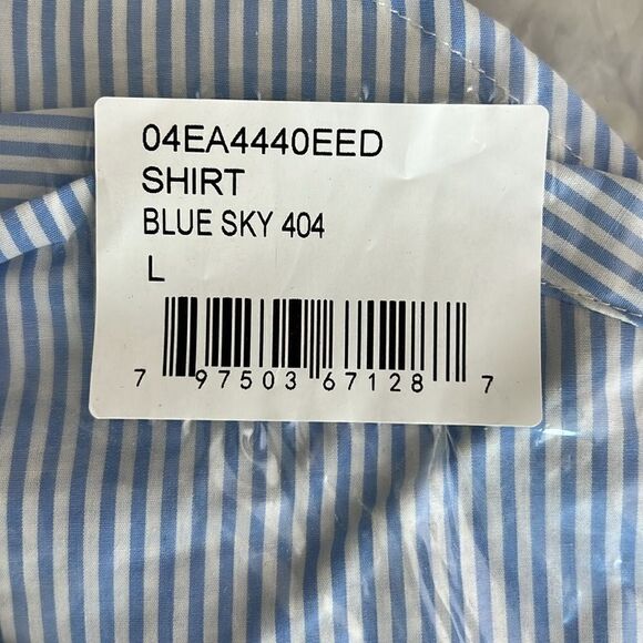 NWT Blank NYC Oversized Stripe Collared Shirt in Blue Sky Size L - Picture 3 of 12